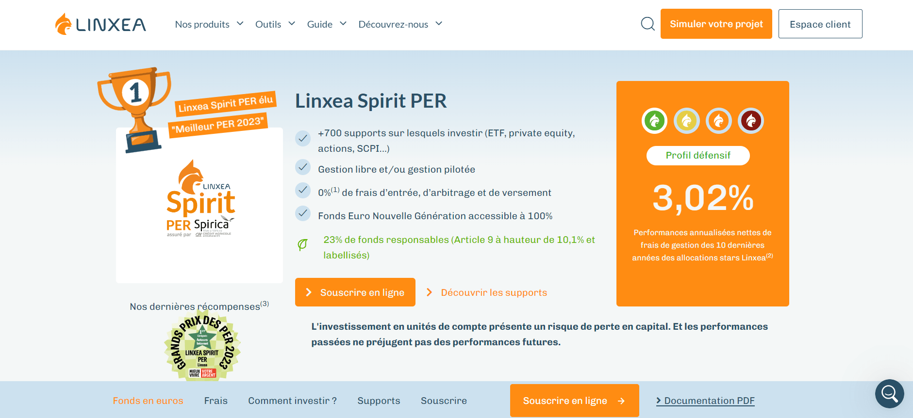 Linxea Spirit meilleur PER gestion libre