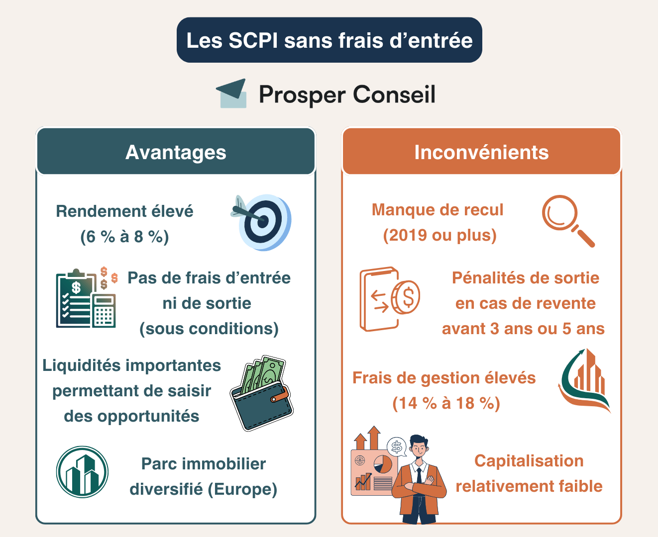 SCPI sans frais d'entrée avantages et inconvénients