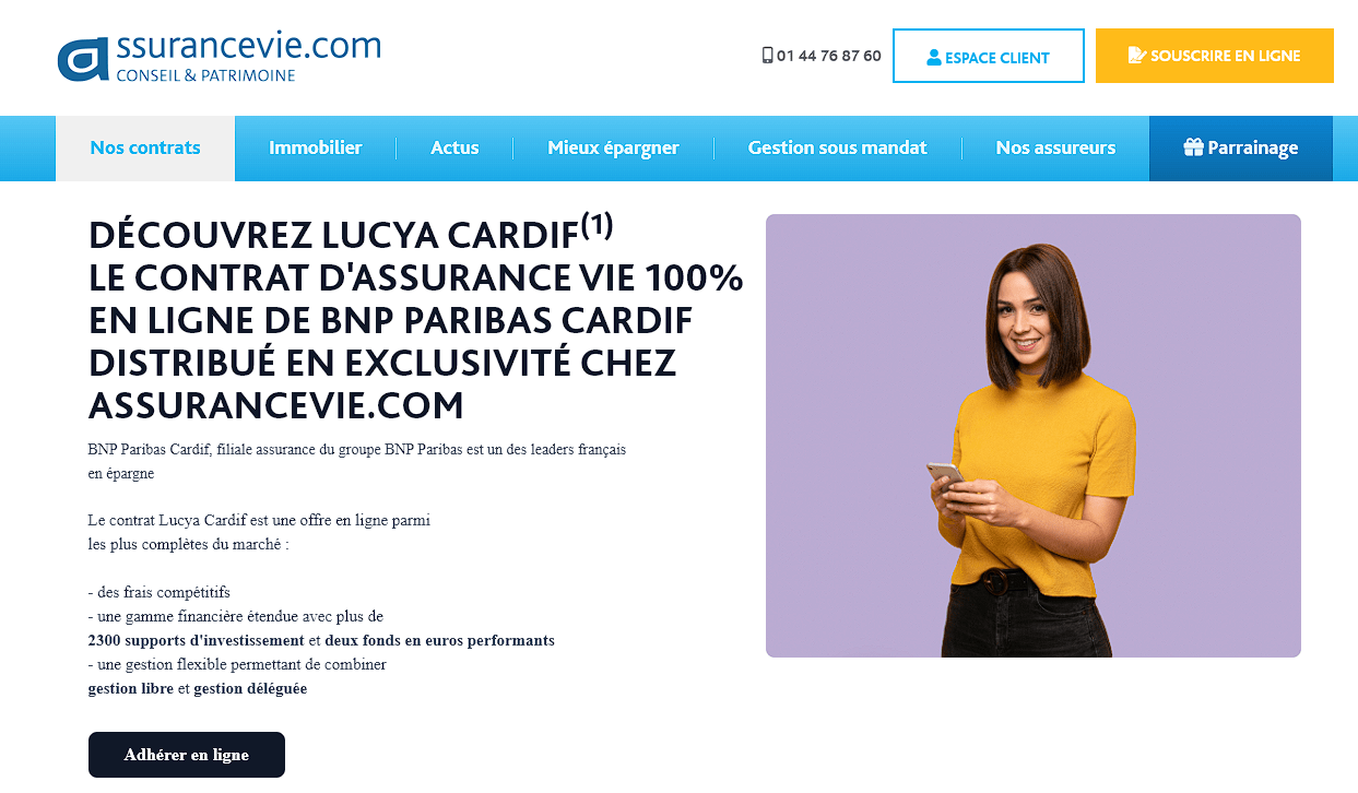 Assurancevie.com Lucya Cardif assurance vie interface web