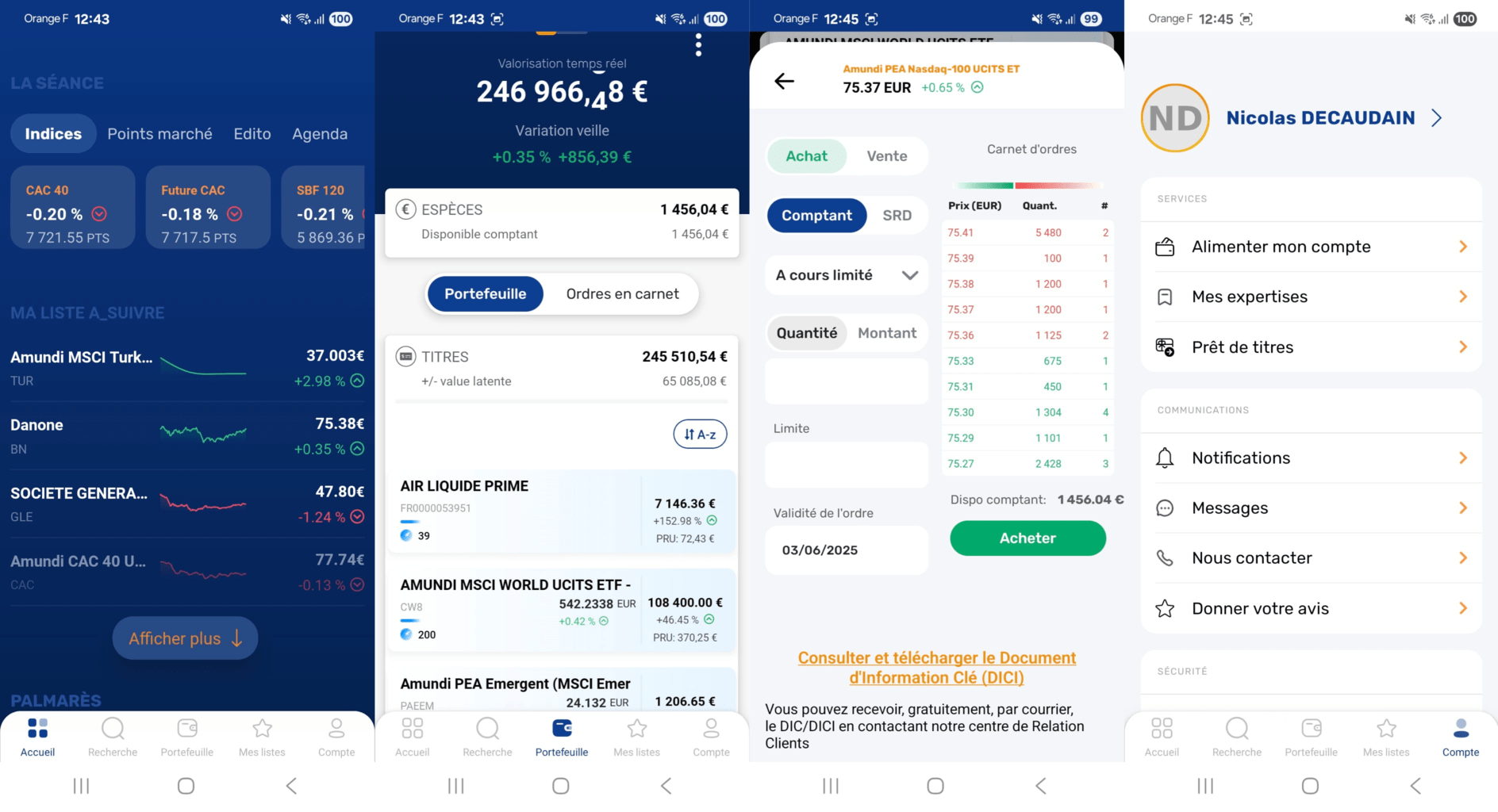 bourse direct interface mobile