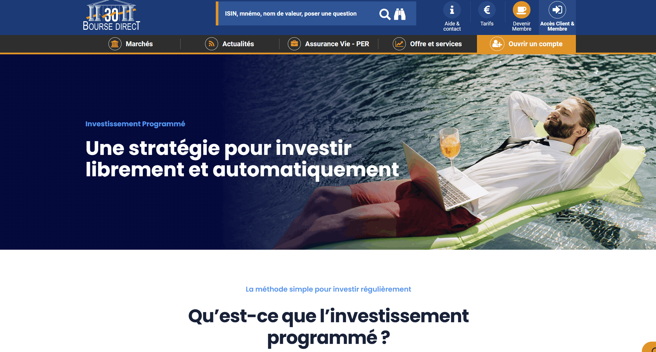 bourse direct investissement programmé