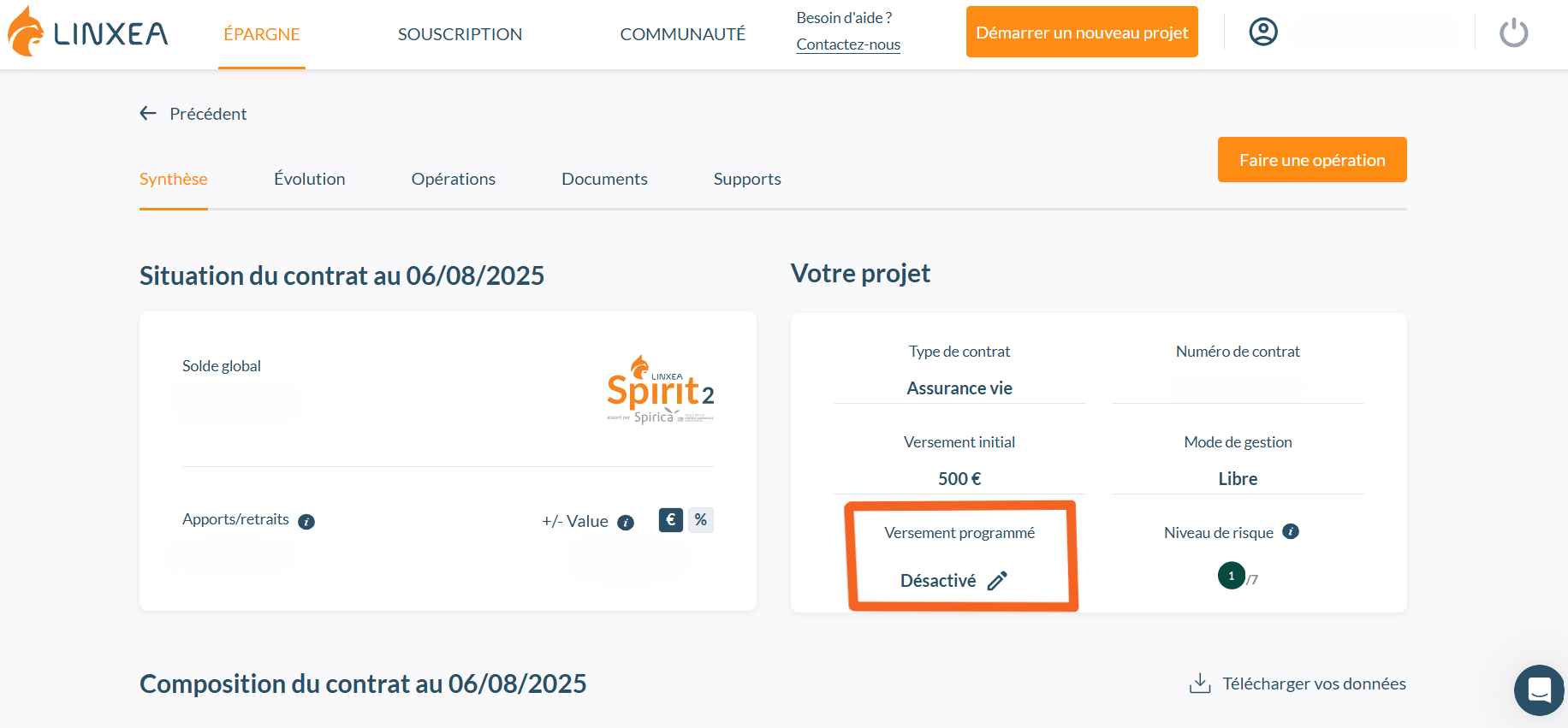 linxea spirit 2 plan épargne programmé