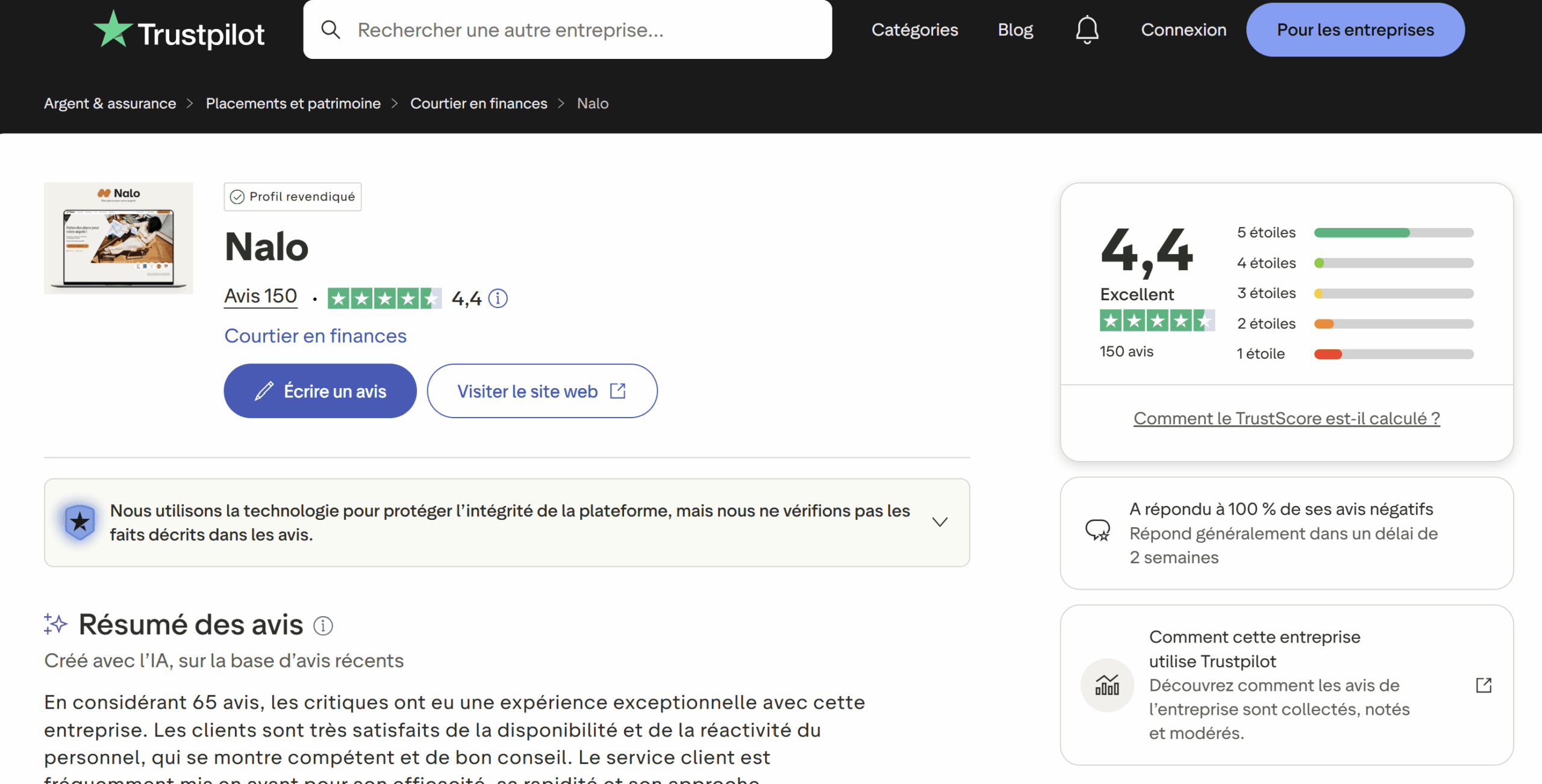 avis clients trustpilot nalo