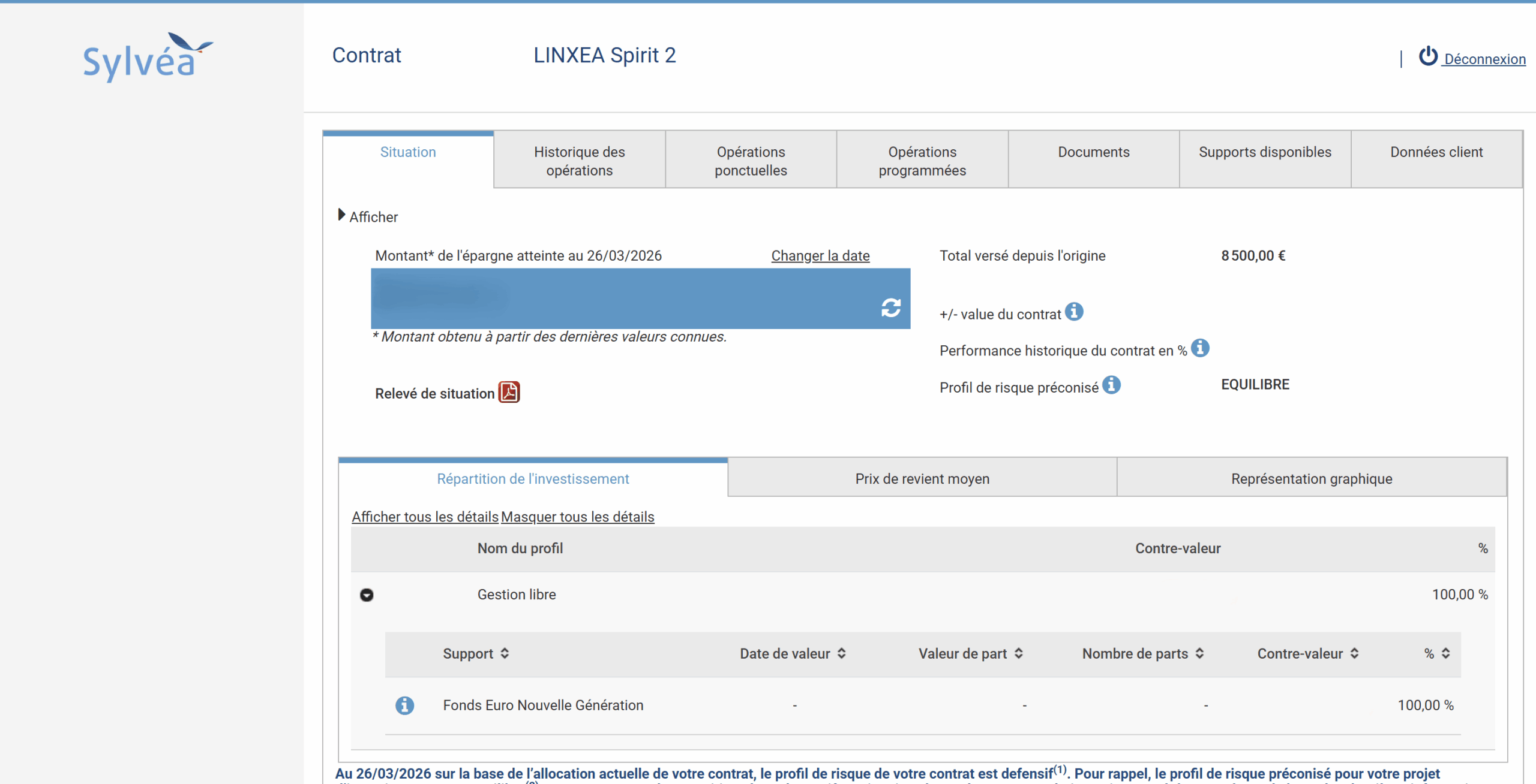linxea spirit 2 interface sylvéa