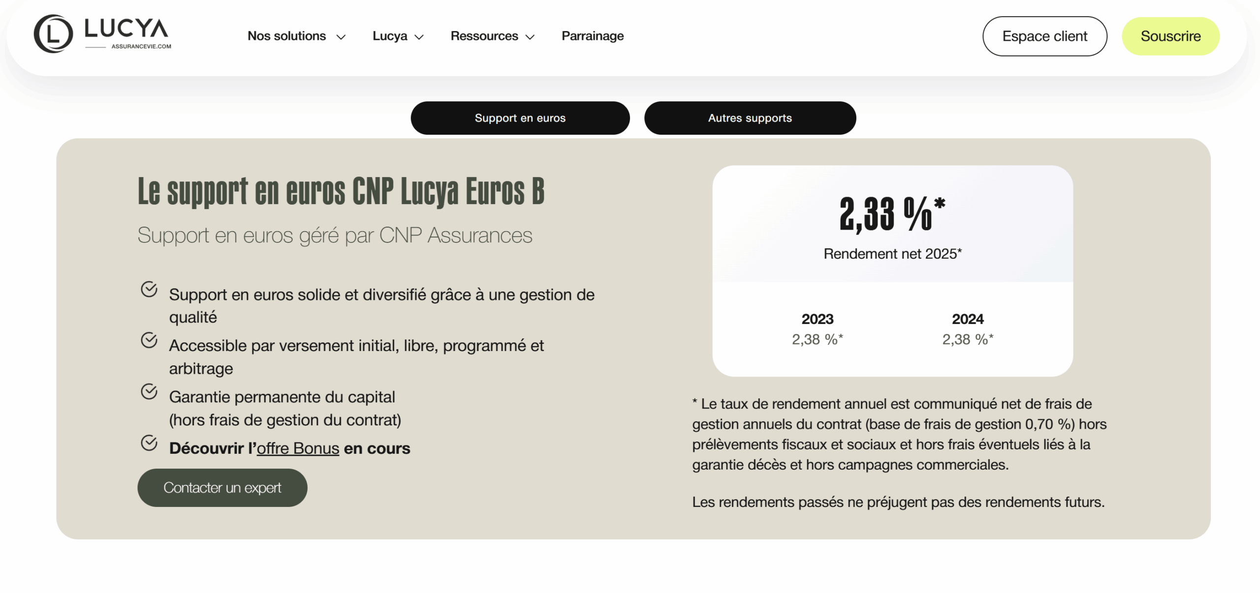 avis fonds euro lucya cnp