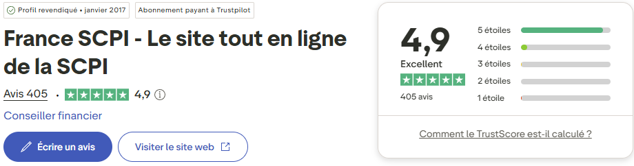 Avis Trustpilot France SCPI