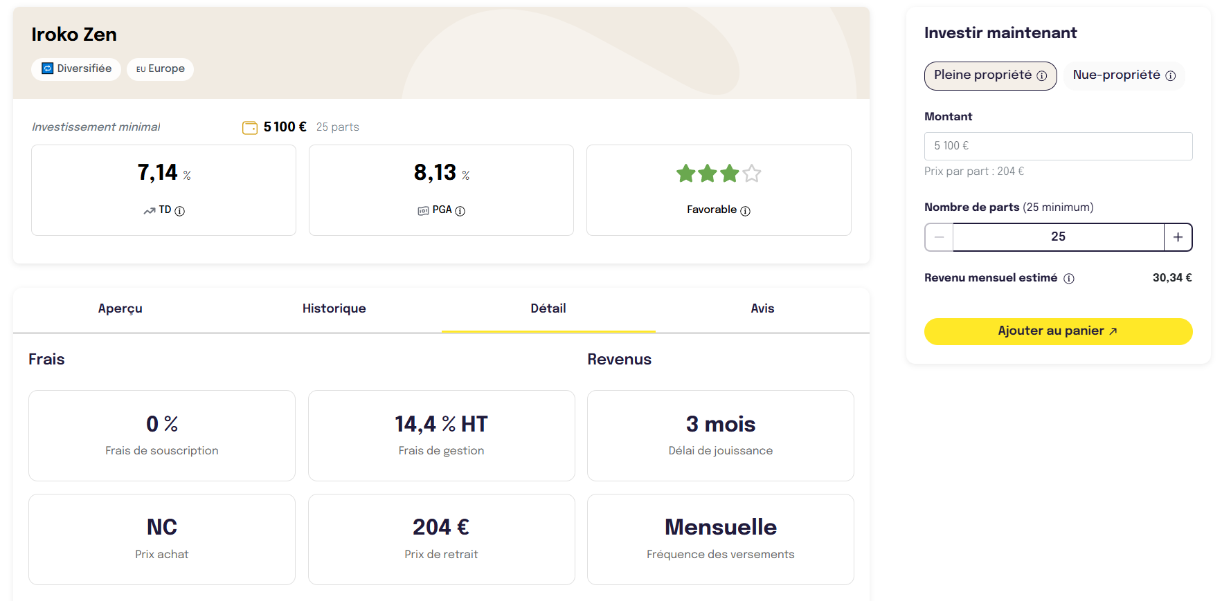 Fiche SCPI France SCPI Iroko Zen