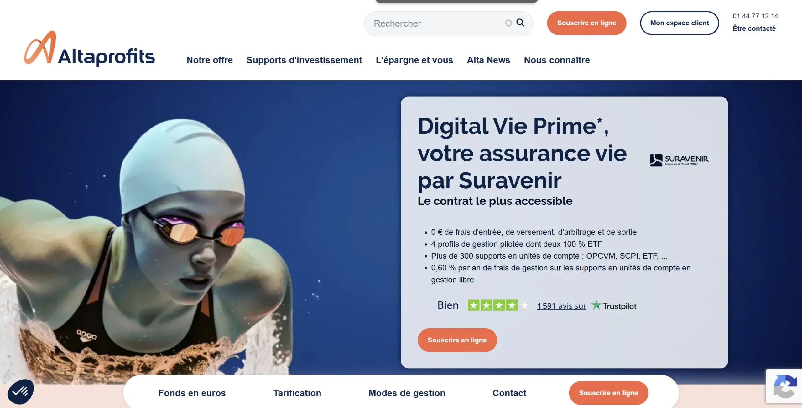 Digital Vie Prime, assurance vie Altaprofits assurée par Suravenir